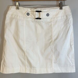 MKM Designs Womens Mini Skirt Size 7/8 White Cotton Buttons Buckle Strap Accents